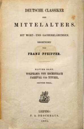 Wolfram's von Eschenbach Parzival und Titurel, 3