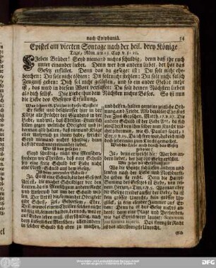 Epistel am vierten Sontage nach der heil. drey Könige Tage, Röm. am 13. Cap. v. 8:10.