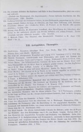 XII. Antiquitäten, Theosophie.