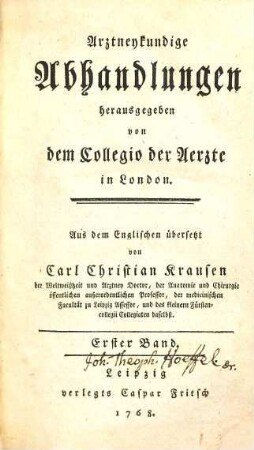 Artzneykundige Abhandlungen, 1