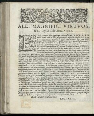 Dedikationen an die Herren und Landesgenossen von Urbino von Simone Balsamino, o.O. + Datum