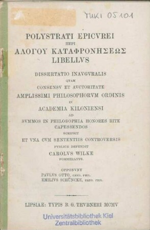 Polystrati Epicurei peri alogu kataphroneseos libellus