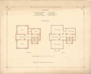 Littmann, Max; Studentenarbeiten - Entwurf zu einer Försterwohnung (Grundriss EG, Grundriss Etage)