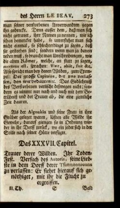 Das XXXVII. Capitel. Trauer derer Wilden. Ihr Todten-Fest. ...