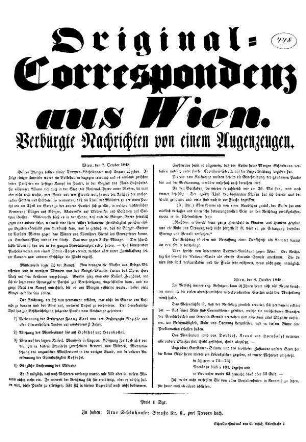 Original=Correspondenz aus Wien. Verbürgte Nachrichten von einem Augenzeugen.
