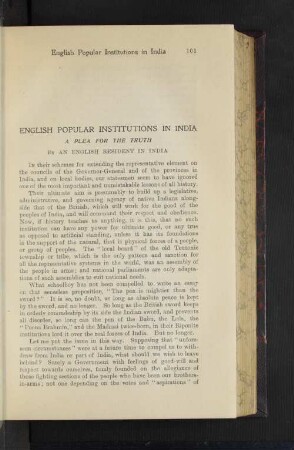 English Popular Institutions in India