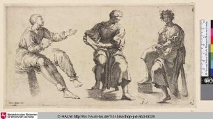 [Studienblatt mit drei sitzenden männlichen Figuren; Three Seated Male Figures]