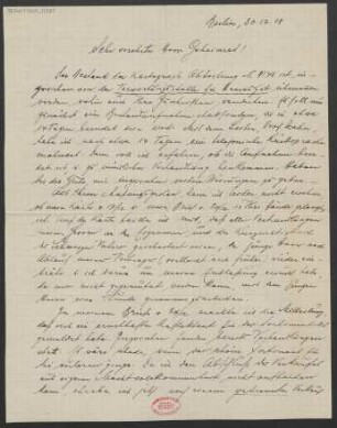 Brief an Ludwig Strecker  an B. Schott's Söhne : 30.12.1918