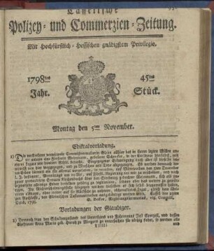 45tes Stueck, Montag den 5ten November 1798