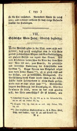 VII. Schädlicher Wein-Zusatz, öffentlich begünstigt.