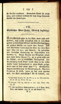 VII. Schädlicher Wein-Zusatz, öffentlich begünstigt.