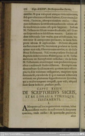 Caput XXXIV. De Scriptoribus Sacris, Et Re Libraria Utriusque Testamenti