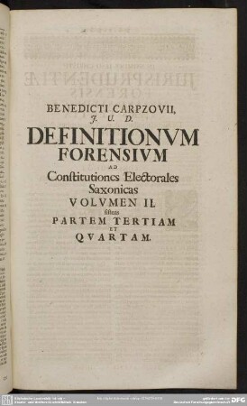 Volumen II. sistens Partem Tertiam Et Quartam