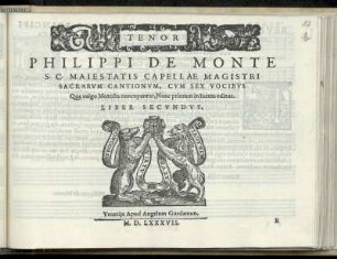 Philippe de Monte: Sacrarum cantionum, cum sex vocibus. Liber secundus. Tenor