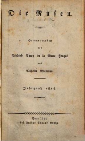 Die Musen : eine norddeutsche Zeitschrift. 1814, 1814