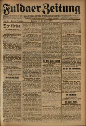 Erste Ausgabe vom Samstag, den 23. Januar 1915.