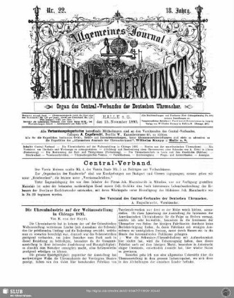 Die Uhrenindustrie auf der Weltausstellung in Chicago 1893