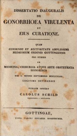 Dissertatio inauguralis de gonorrhoea virulenta, et eius curatione