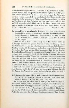 358 [Rezension] DeSmet, Aloysius, De sponsalibus et matrimonio