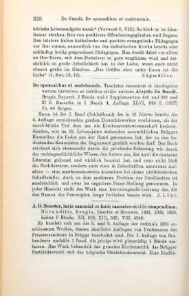 358 [Rezension] DeSmet, Aloysius, De sponsalibus et matrimonio