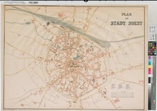 Soest (Soest) Stadtplan um 1900 1 : 2500 76 x 104 farb. Druck: Verlag Leo Woerl, Würzburg, Leipzig Regierung Arnsberg