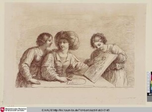 [Three Women, with a Palette and Stetch of a Design; Drei Frauen mit Palette und Zeichnung]