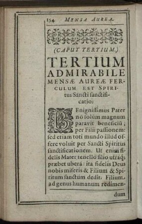 Tertium Admirabile Mensae Aureae Ferculum Est Spiritus Sancti Sanctificario
