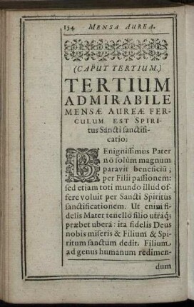 Tertium Admirabile Mensae Aureae Ferculum Est Spiritus Sancti Sanctificario