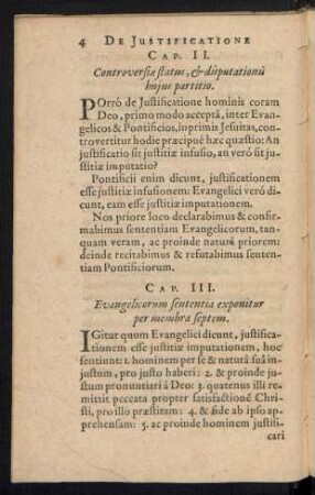 Cap. II. Controversiae status, et disputationis huius partitio.