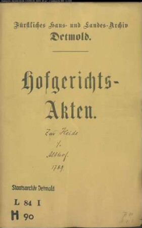 zur Heide, Johann Henrich in Oberwüsten gegen Henrich Althof in Oberwüsten - Schuldforderung