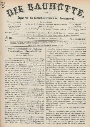 No. 39. Frankfurt a.M., den 29. September 1917. 60. Jahrgang.