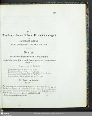 Bericht der zweiten Deputation der ersten Kammer über das allerhöchste Decret, die Verlegung der hiesigen Thierarzneischule betreffend