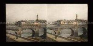 Ufer, Gebäude und Brücke, Ponte alle Grazie, am Fluss Arno, Florenz