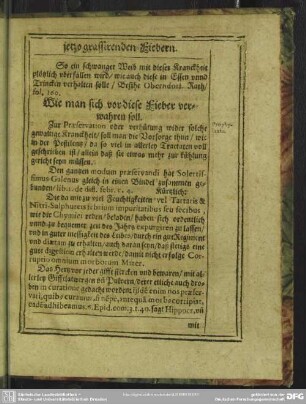 Wie man sich vor diese Fieber verwahren soll