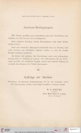 Auctions-Bedingungen / Aufträge zur Auction