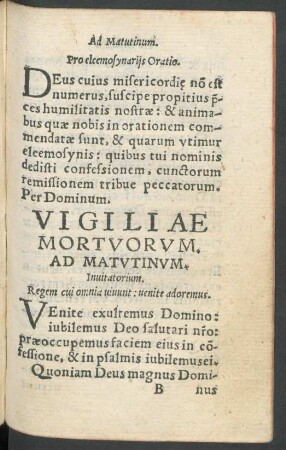Vigiliae Mortuorum Ad Matutinum.