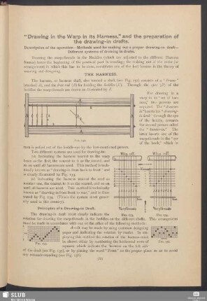"Drawing in the warp in its harness," and the preparation of the drawing-in drafts