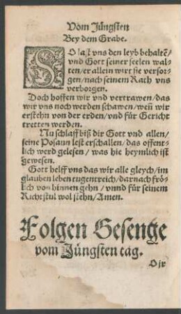 Folgen Gesenge vom Jüngsten tag.