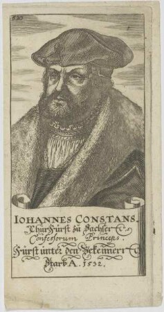 Bildnis des Iohannes Constans, Churfürst zu Sachsen
