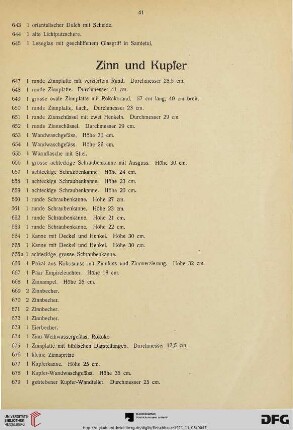 Zinn und Kupfer (Nr. 647-684)