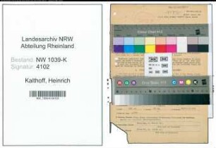 Entnazifizierung Heinrich Kalthoff , geb. 16.01.1908 (Postbeamter)
