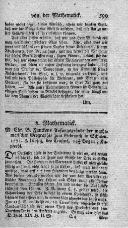 Anfangsgründe der mathematischen Geographie zum Gebrauch in Schulen.