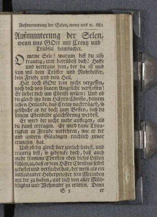 Aufmunterung der Selen, wenn uns Gott mit Creutz und Trübsal heimsuchet.