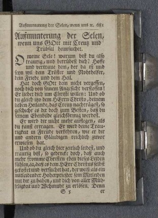 Aufmunterung der Selen, wenn uns Gott mit Creutz und Trübsal heimsuchet.