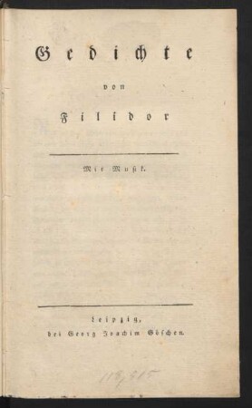 Gedichte von Filidor : Mit Musik