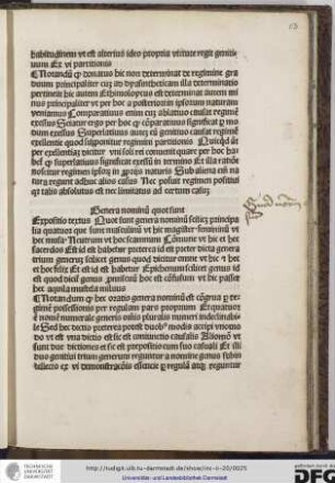 Expositio textus: quot sunt genera nominum scilicet principalia quatuor que sunt masculinum