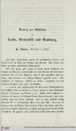 3(1849: Beitrag zur Geschichte von Lauda, Grünsfeld und Gamburg