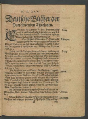 Deutsche Bücher der Protestirenden Theologen.