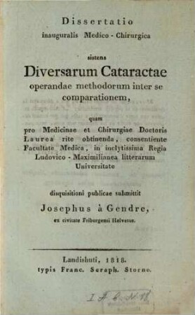Diversarum cataractae operandae methodorum inter se comparatio