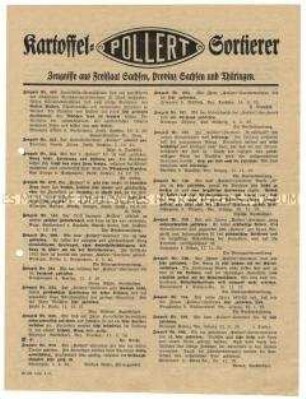 Kundengutachten über Kartoffelsortier- und -waschmaschinen